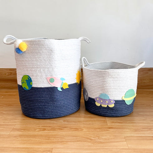 Solar System - Navy Rope Personalised Storage Basket